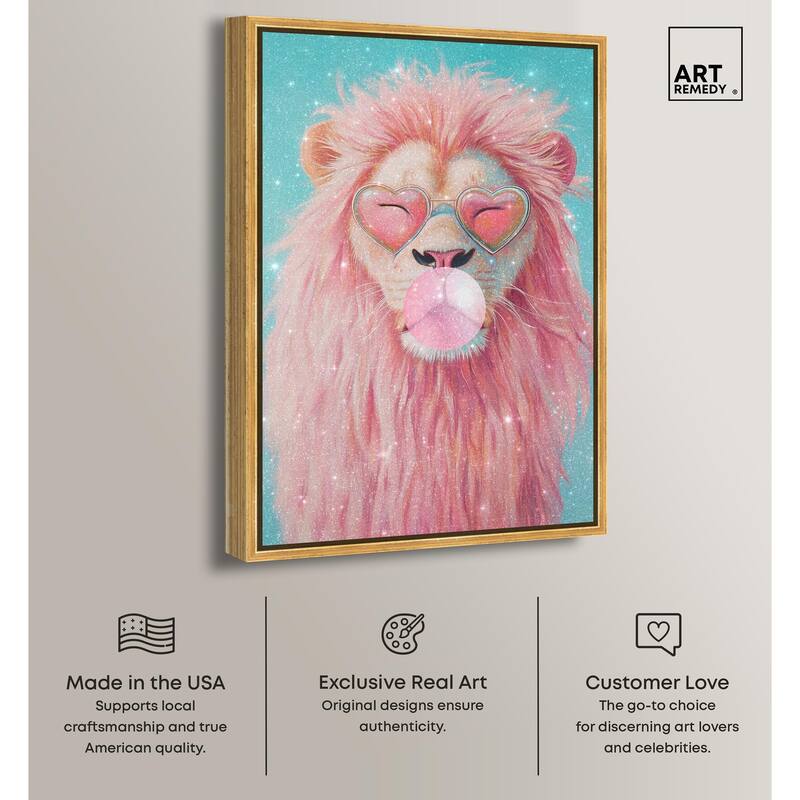 Pastel Lion Bubblegum Canvas by Art Remedy