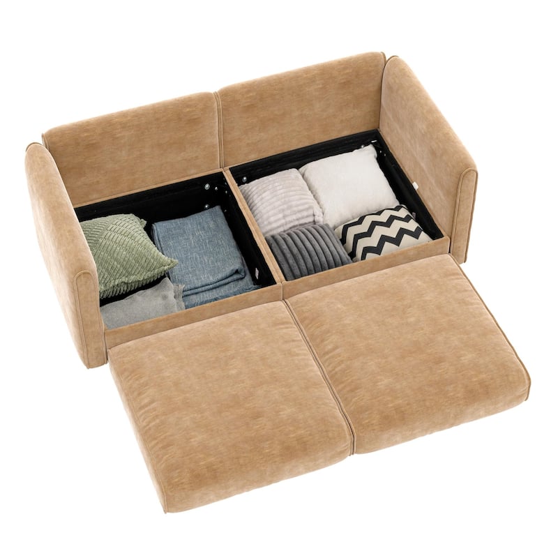 GDFStudio - Aurelia Chenille 2-Seater Sofa With Storage Seat