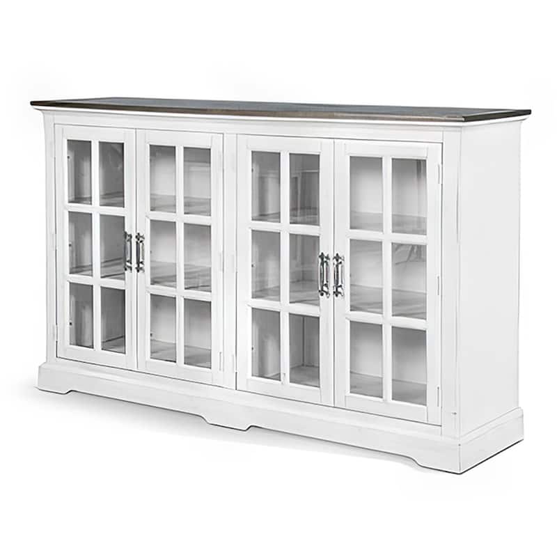 Orso Sideboard Buffet Console, 2 Double Door Cabinet, White, Brown