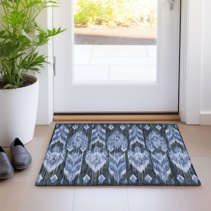 Machine Washable Indoor/ Outdoor Chantille Abstract Boho Rug