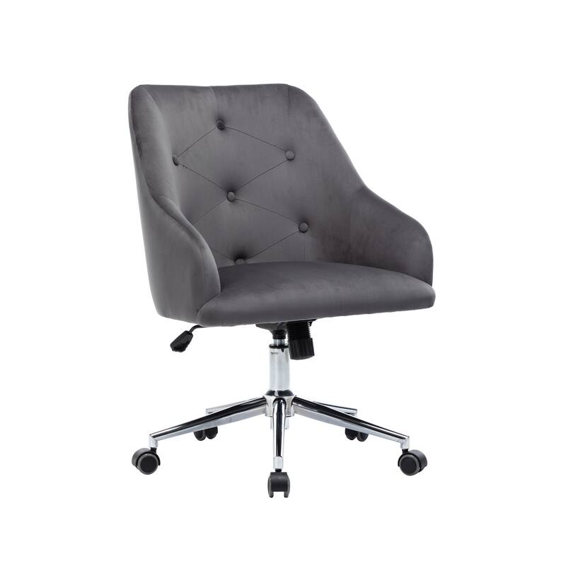 Porthos Home Livia Chair For Desk, Semi Wingback In Velvet Fabric - Grey