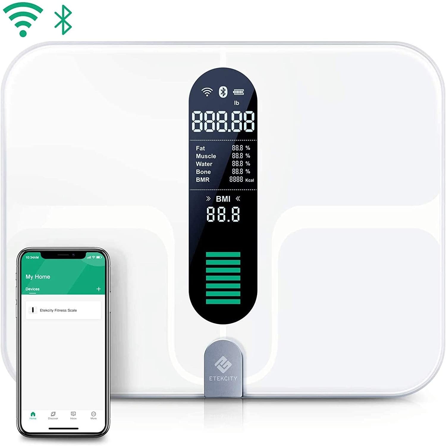 Weight Gurus WiFi Smart Connected Body Fat Scale w/ Large Digital Backlit  LCD.