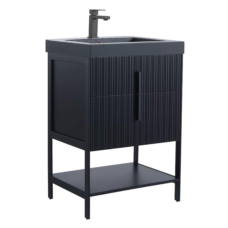 Fine Fixtures Serenity Modern Bathroom Vanity with Black Sintered Stone Top