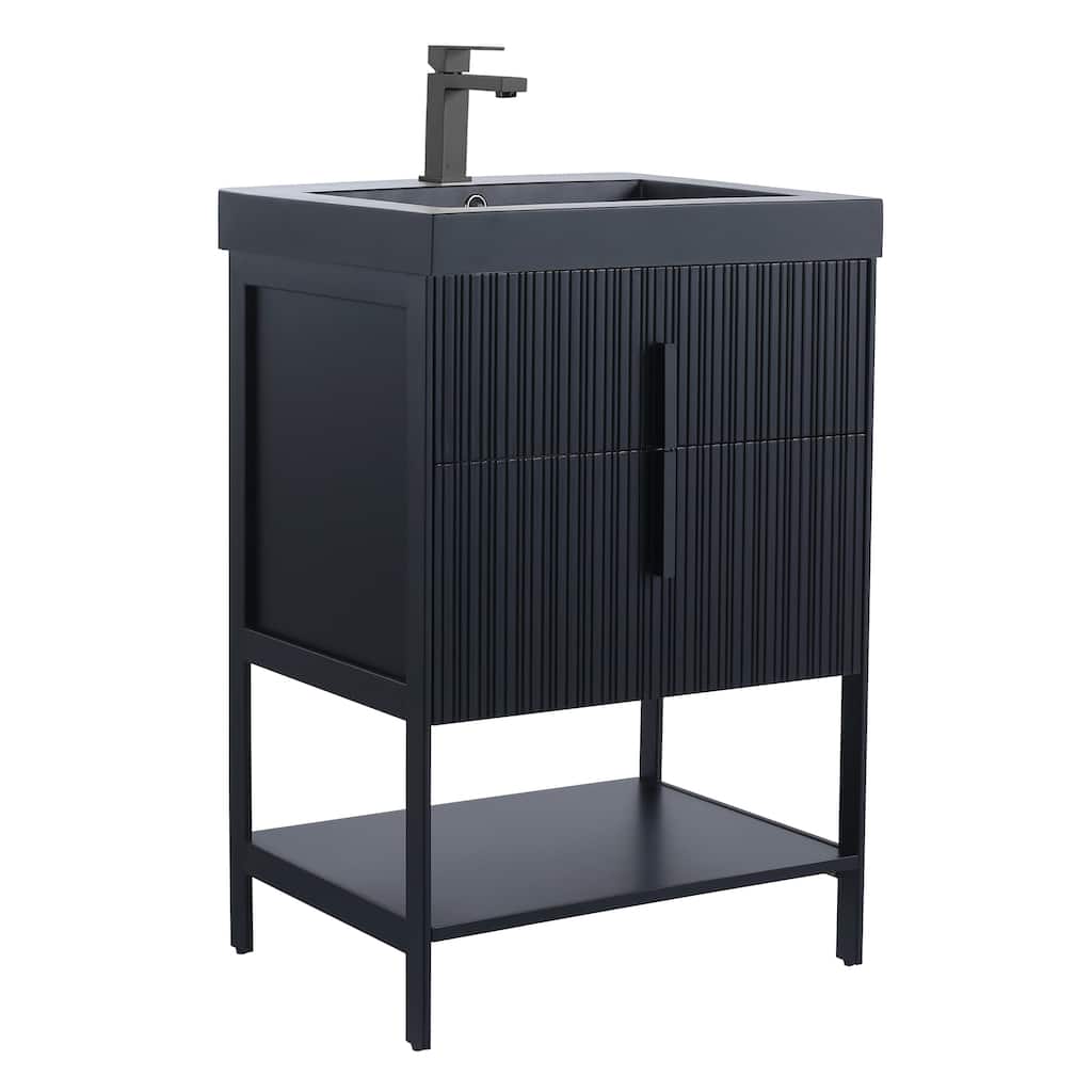 Fine Fixtures Serenity Modern Bathroom Vanity with Black Sintered Stone Top