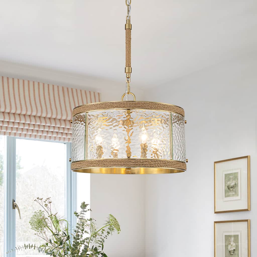 Drum Textured Chandelier for Dining Room Kitchen