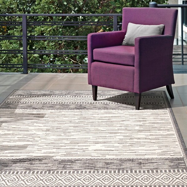 nuLOOM Grey Luxurious Contemporary Tribal Style Indoor/ Outdoor Area Rug