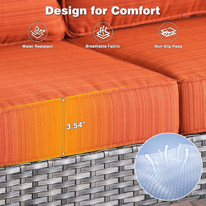 OVIOS 7-piece Patio Swivel Chair Set with 42" Fire Table