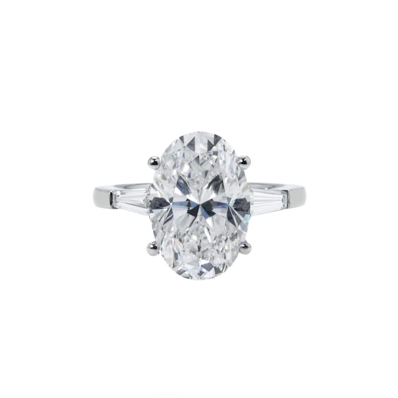 House Of Leon 18K White Gold 5.52ct Oval Triple Diamond Engagement Ring 6.02ctw GIA