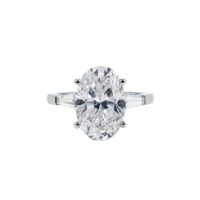 House Of Leon 18K White Gold 5.52ct Oval Triple Diamond Engagement Ring 6.02ctw GIA