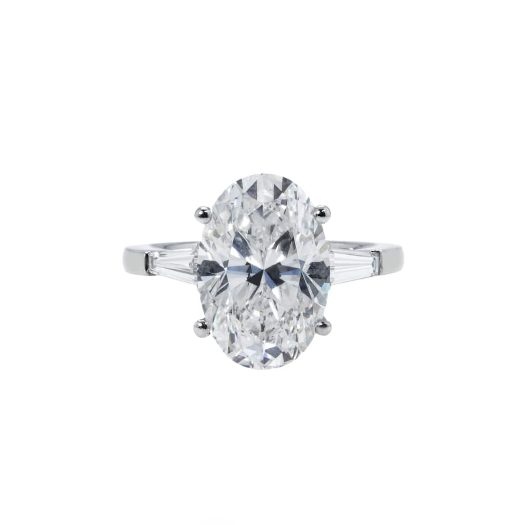House Of Leon 18K White Gold 5.52ct Oval Triple Diamond Engagement Ring 6.02ctw GIA