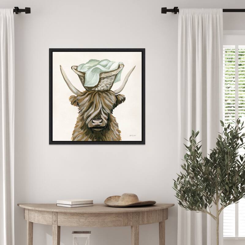 Highland Cow Laundry Basket by Yvette St. Framed Canvas Wall Art Print