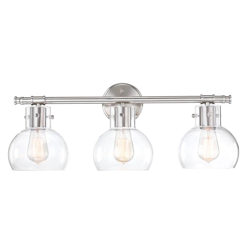 3-Light 24.61-in Vanity Light with Brushed Nickle and Clear Glass Shade - Brushed Nickle