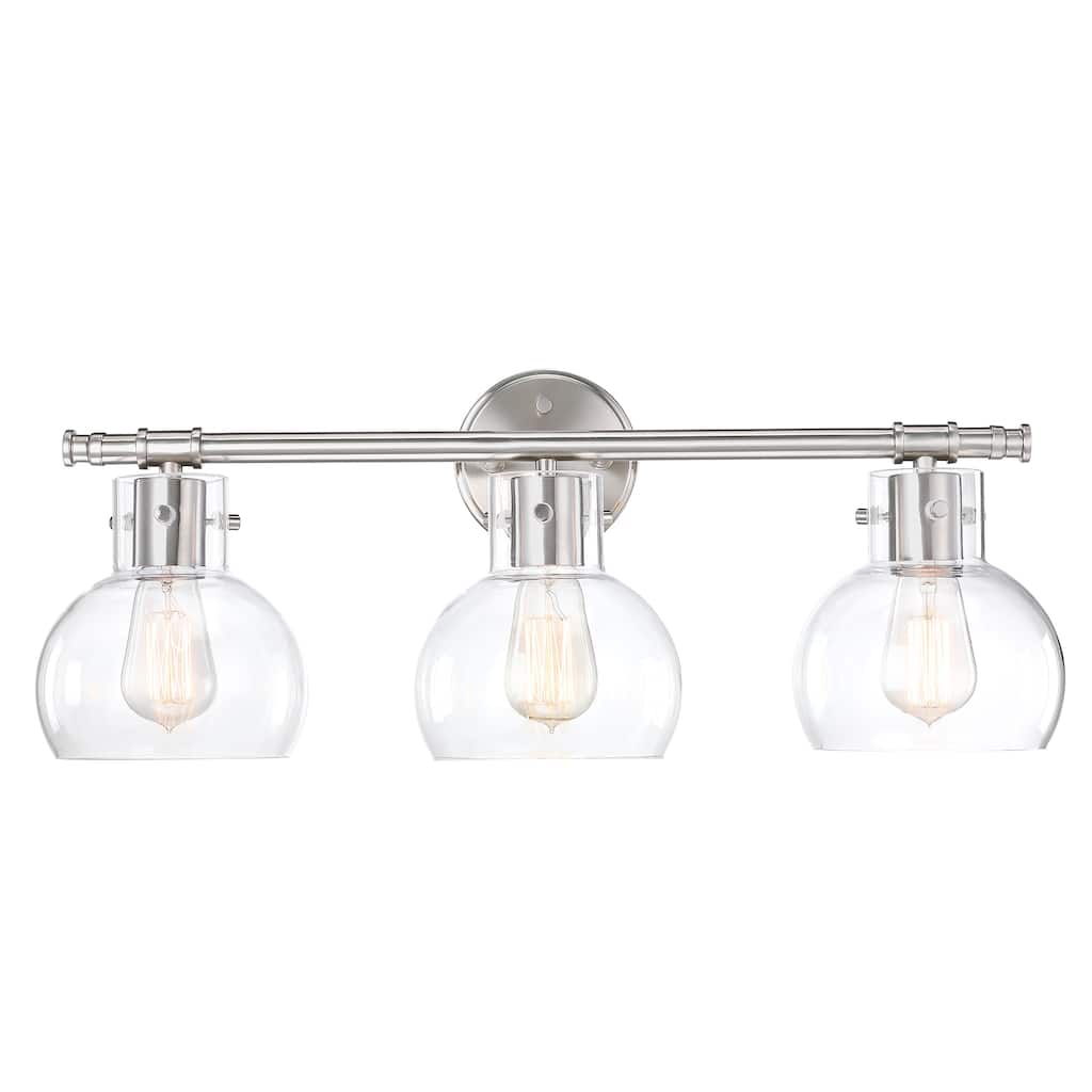 3-Light 24.61-in Vanity Light with Brushed Nickle and Clear Glass Shade