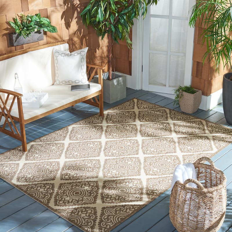 SAFAVIEH Beach House Phyllis Indoor/ Outdoor Waterproof Patio Backyard Rug - 2'2" x 4' - Cream/Beige