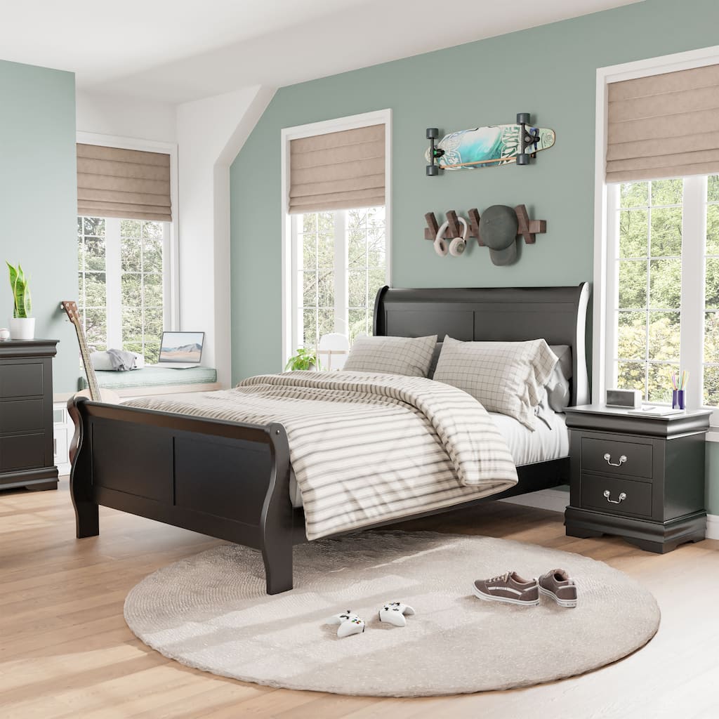 Furniture of America Mayday Modern Solid Wood 2-Piece Sleigh Bedroom Set