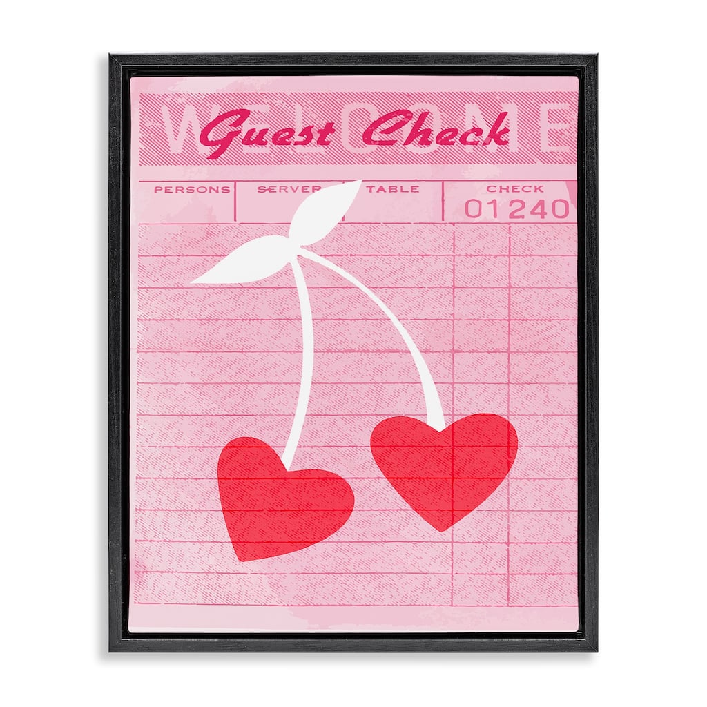 Stupell Cherries on Guest Check Framed Floater Canvas Wall Art Design By Lil' Rue