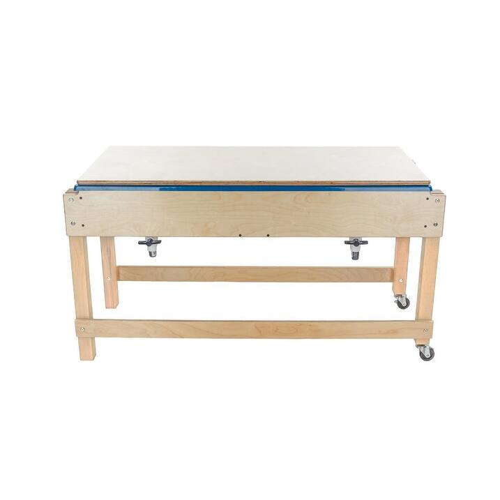 Kids Double Tub Sensory Table with Lid & Dual Drains - Birch Wood Indoor Play Activity Table