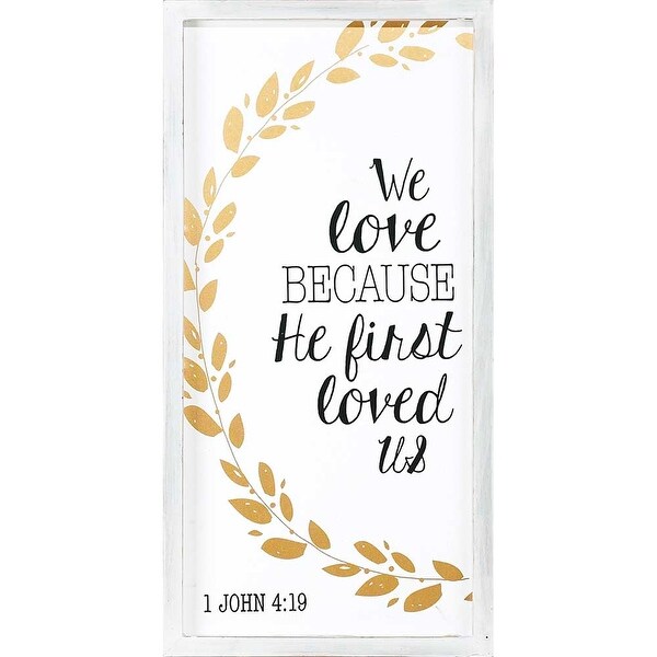 19" White and Gold Colored Bible Quotes Wall Plaque - N/A