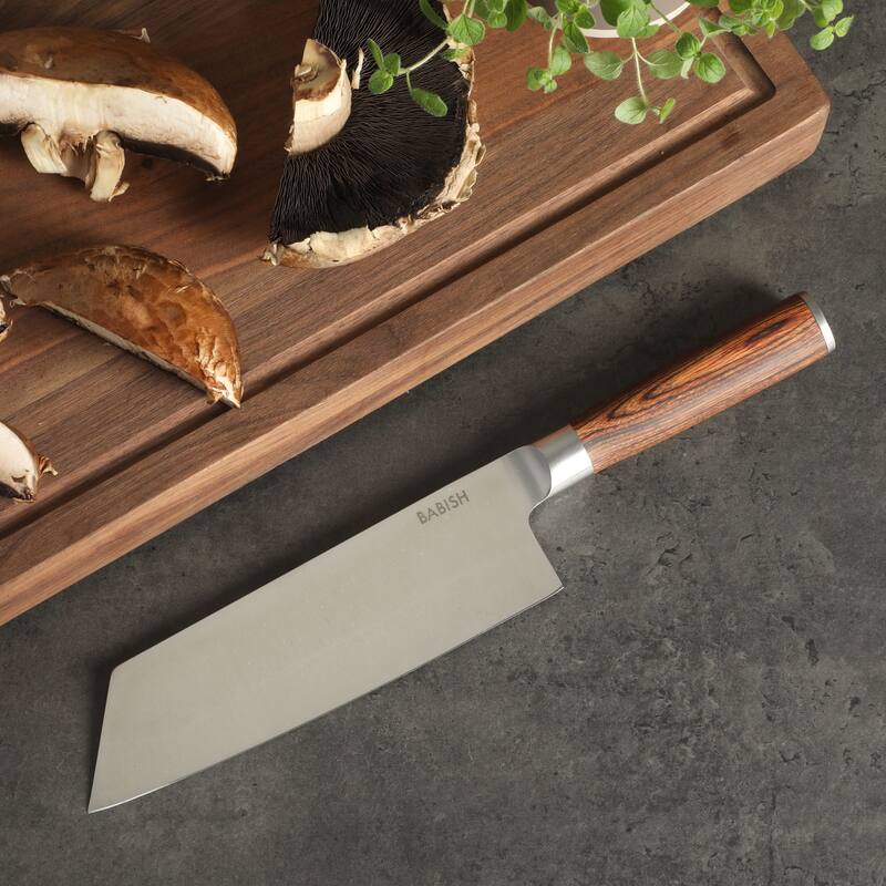 Babish High Carbon 1.4116 German Steel Full Tang 7.5-Inch Clef Knife Chef & Cleaver Hybrid for Chopping, Slicing & Prep