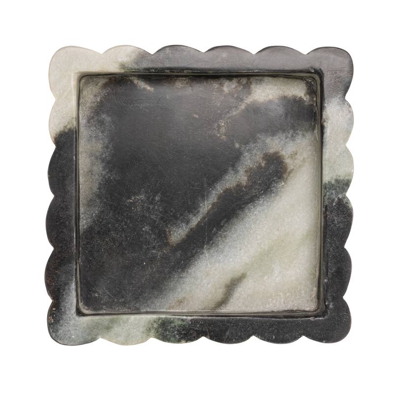 Mélange Scalloped Marble Tray - 8.0"L x 8.0"W x 1.5"H