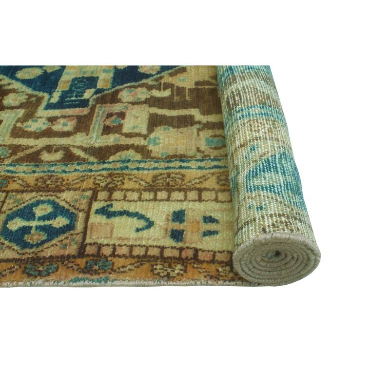 Vintage Distressed Cathrine Brown/Blue Runner - 2'4" x 9'10"