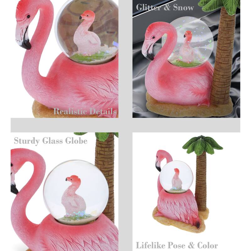CoTa Global Flamingo Snow Globe - Figurine with Sparkling Glitter - 4.2Lx3W3.4H inches