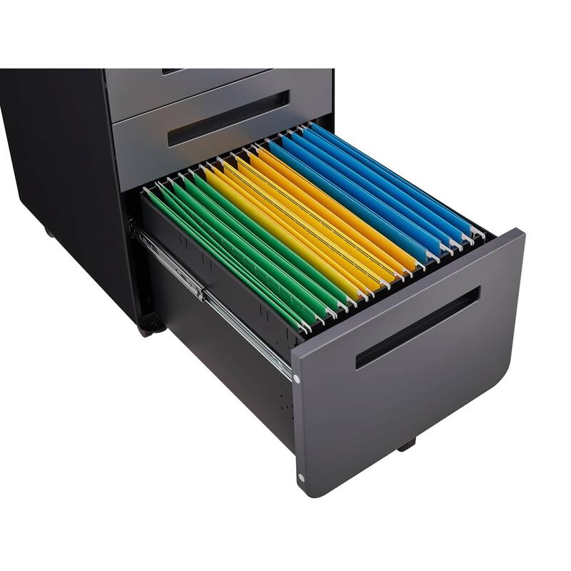 Lockable 3-Drawer File Cabinet with Wheels & Removable Pencil Tray
