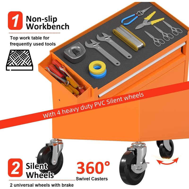 5-Drawer Rolling Tool Chest Storage Cabinet with Lock Tool Box