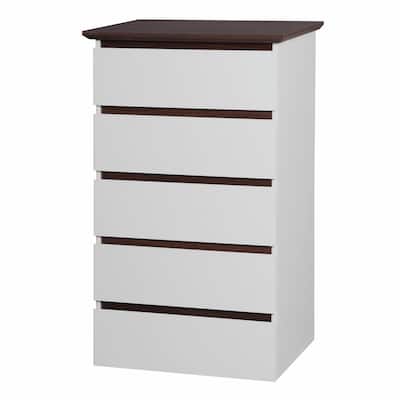White Mid-Century Modern 5-Drawer Dresser
