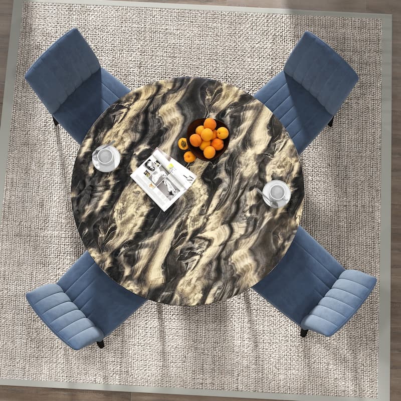 Roundhill Furniture Cavira 5-Piece Round Modern Dining Set