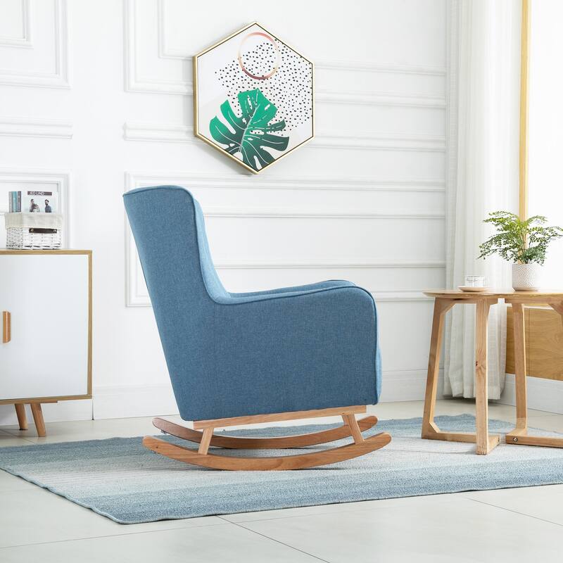 HOMCOM Modern Rocking Sofa Armchair/Lounge Chair with Thick Padding, Winged Back for Living Room, or Bedroom, Greige