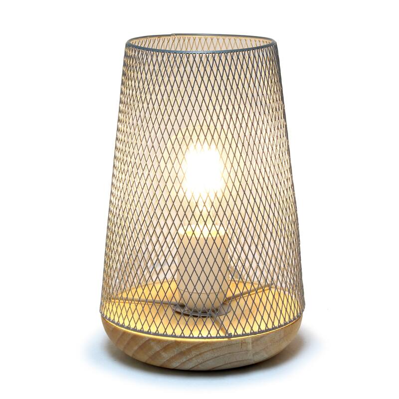 Open Cage Metal Table Lamp with Mesh Wire Shade - 9" - Gray