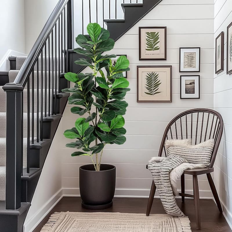 Fiddle Leaf Fig Artificial Tree Faux Floor Plant for Home Decor - 5ft