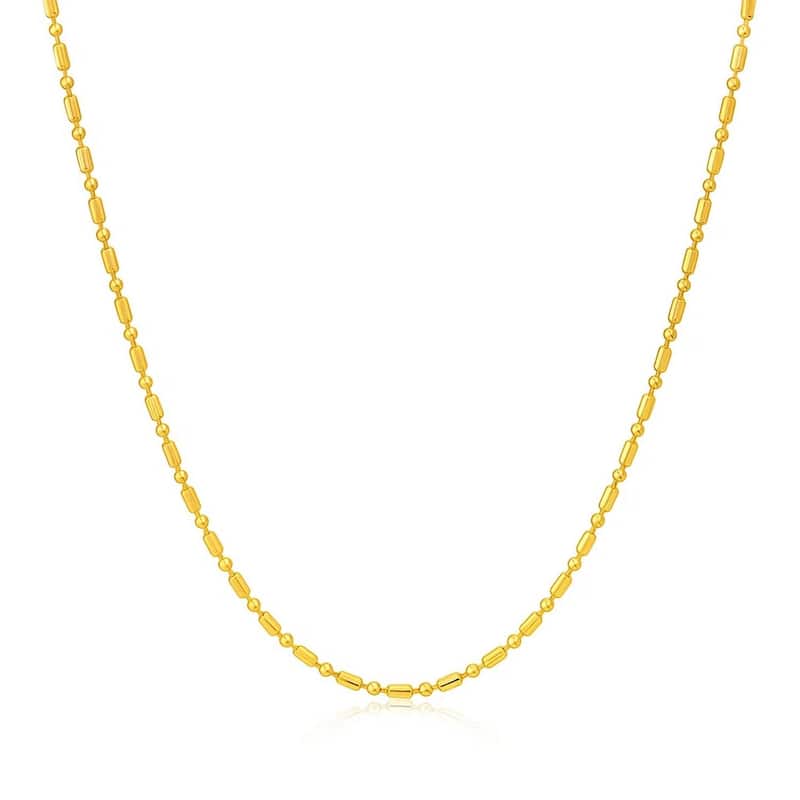 MayaMila 14k Yellow Gold Diamond-Cut Bead Chain 1.0mm