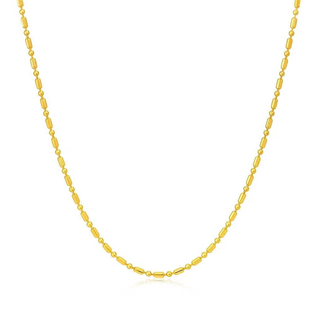 MayaMila 14k Yellow Gold Diamond-Cut Bead Chain 1.0mm