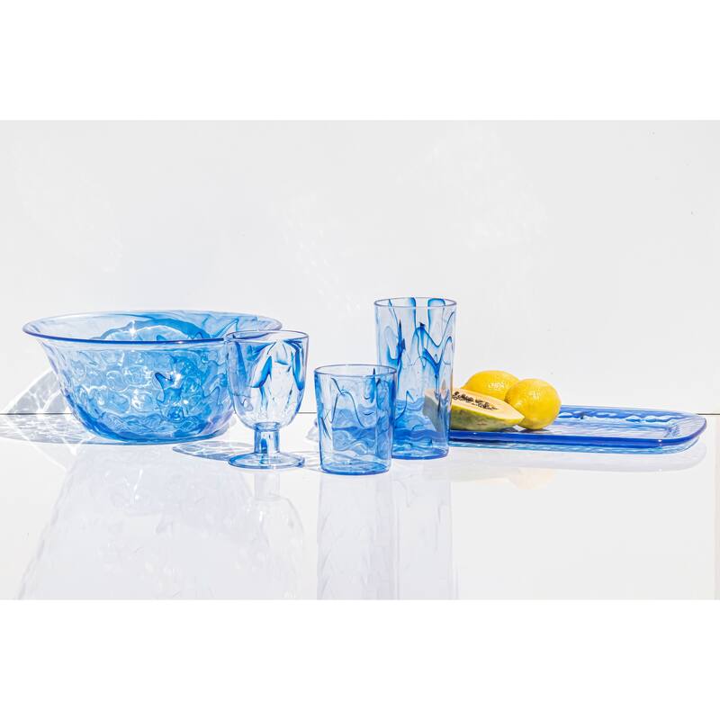Abode Homewares Aegean Swirl DOF, Blue, 12.4 oz. Set of 6