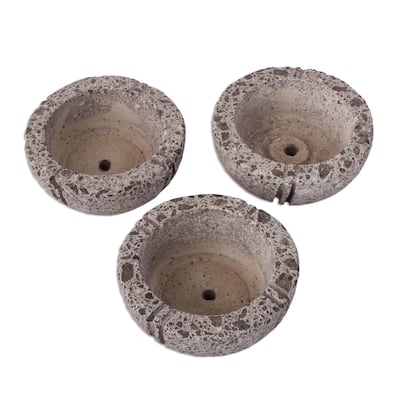 NOVICA Handmade Petite Fleurs Reclaimed Stone Flower Pots (Set Of 3)