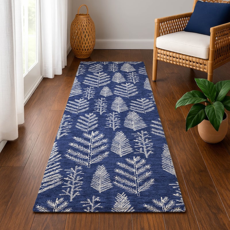 Premium Washable Super Soft Pinecone Mayfield Rug - Navy - 2'3" x 7'6"