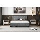 preview thumbnail 3 of 13, Twill Upholstered Bed with Twin Trundle & Drawers, Queen Size, Grey