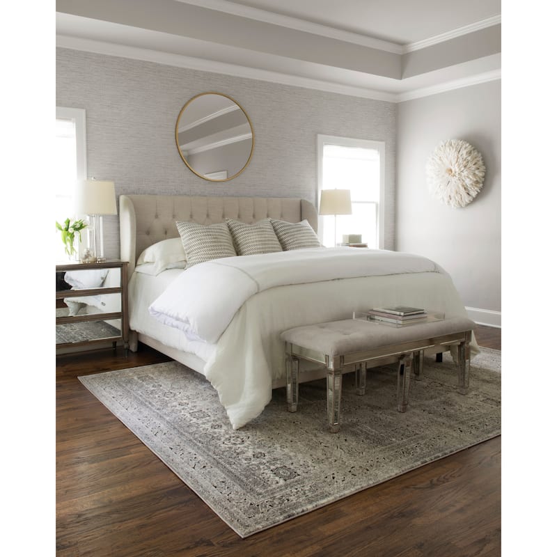 Alexander Home Carissa Distressed Floral Border Area Rug