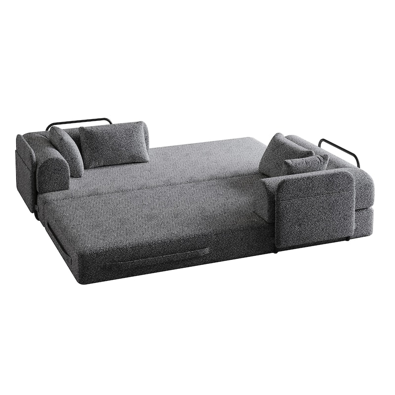 78.7-Inch Convertible Sleeper Sofa Bed With Cylindrical Pillow,Folding Sofa Bed With Side Pocket