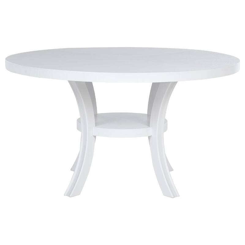 Judy 5pc Round Dining Table Set, Flared Legs, Gray Fabric, White Wood