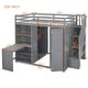 preview thumbnail 2 of 6, Loft Bed with Foldable Door Panels Wardrobe,Desk and Cabinets for Kids