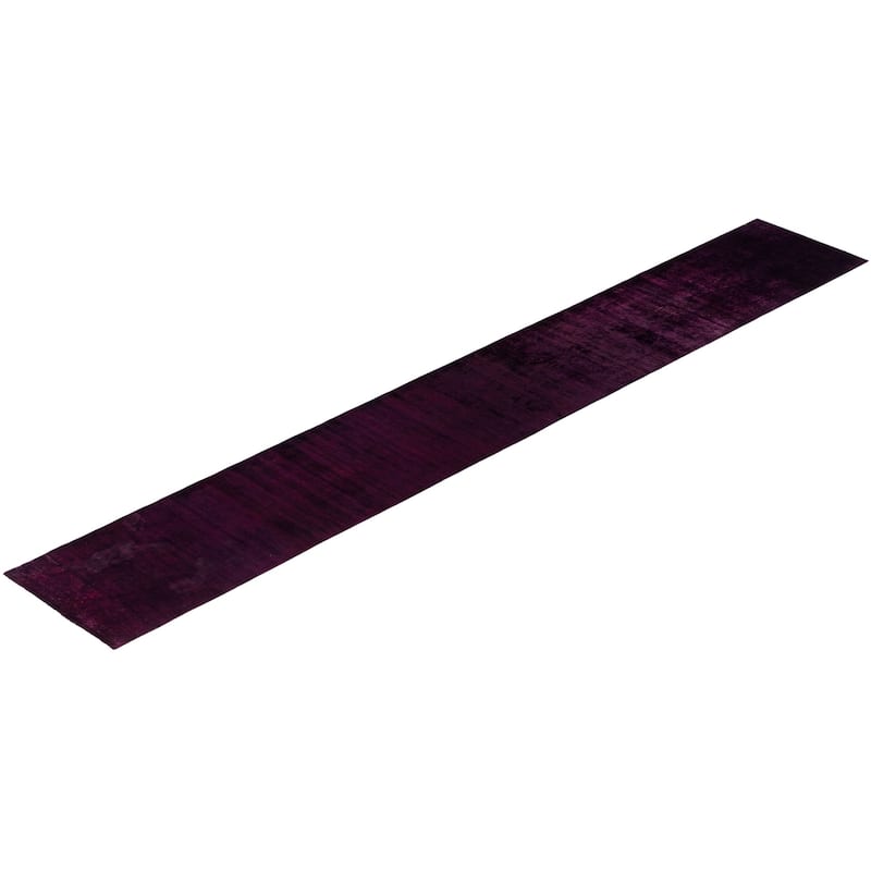 Overdyed One-of-a-Kind Hand-Knotted Area Rug - Purple - 2' 5" x 16' 4"