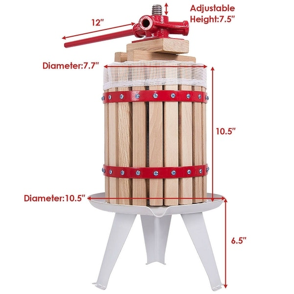 Ideal Simple 1.6 Gallon Fruit Wine Press Cider Apple Grape Crusher Juice Maker Tool Wood Gift
