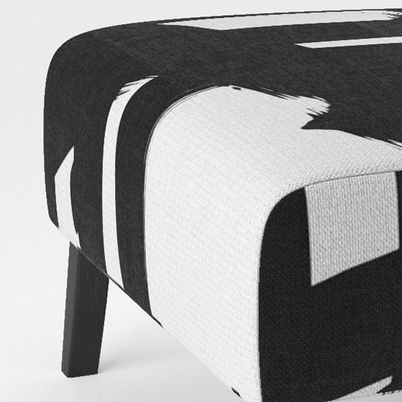 Designart "Black & White Crossing Paths I" Upholstered Abstract Accent Chair - Modern Arm Chair For Bedroom