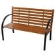 preview thumbnail 6 of 6, 48" Hardwood Slotted Steel Cast Iron Frame Outdoor Patio Garden Bench Park Seat