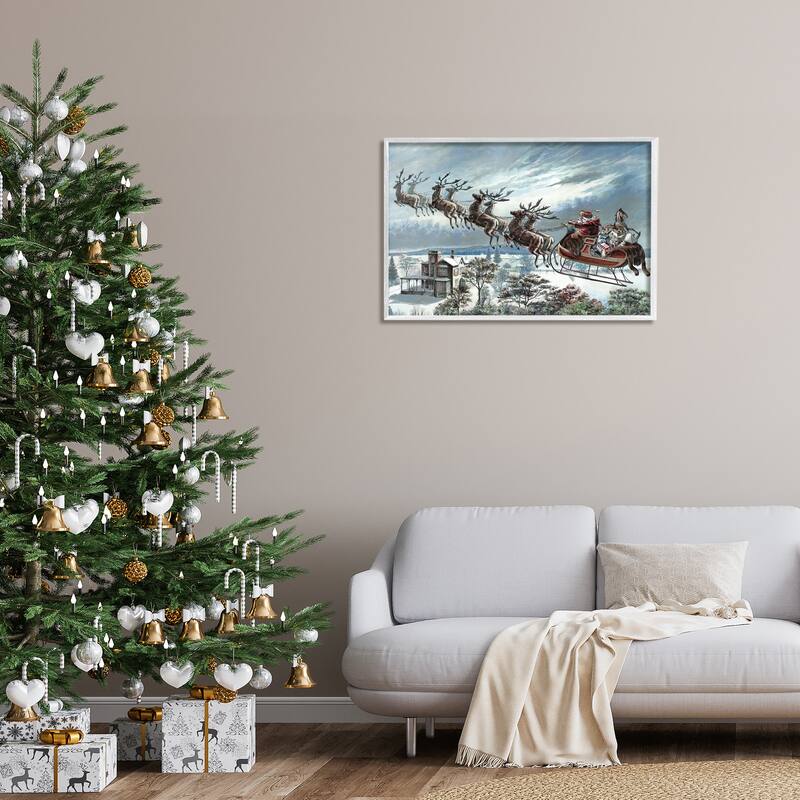 Stupell Santa's Sleigh over Town Framed Giclee Art Design By Arlington Prints