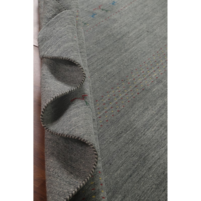 Grey Gabbeh Oriental Area Rug Handmade Wool Carpet - 7'11"x 9'10"