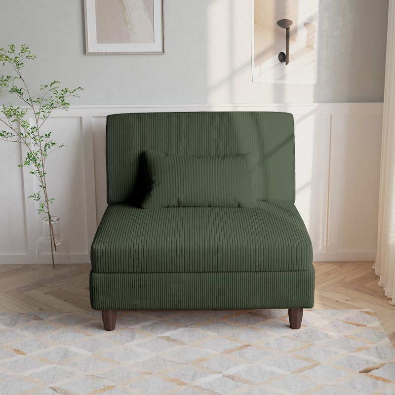 Corduroy Accent Chair with Ottoman Modular Couch Sectional Sofa